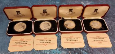 Four Pobjoy Mint Washington silver proof Crowns to Commemorate the Visit of H.M. Queen Elizabeth