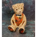 A Royal Crown Derby paperweight, Teddy Bear,  printed mark, gold stopper, boxed