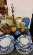 Ceramics - Denby, Castleford and other stoneware jugs and storage jars;  Bretby blue glazed bowl;  a