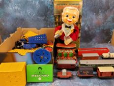Meccano, 2/3/4, various parts;   Rosko battery powered Bartender, boxed;  Triang OO gauge engines,