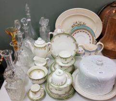 A Royal Doulton Tivoli pattern tea service;  a Staffordshire stilton dome and stand;  glass