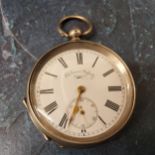 A silver coloured metal open faced pocket watch, J G Graves, Sheffield