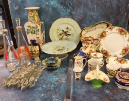 Royal Albert Old Country Roses dessert plate, trinket jar  and cover and dish;  a Mason's Mandalay