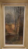Parker Hagarty (1859 - 1934), Silver Birches, signed, oil on canvas, 60cm x 29cm