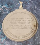 An interesting metal plaque cast in relief with F PARAMORE & SONS 1924 LTD THIS PLAQUE WAS CAST FROM