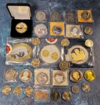 Numismatics - A collection of proof coins including History of British Coins silverplated and spot