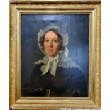 French School (19th Century) Portrait of Marie Caroline, Label to verso reads Héricourt (1788-