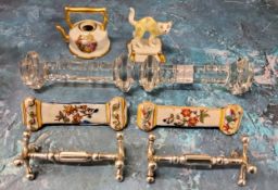 A pair of glass knife rests, 10cm wide;  a pair of French faience knife rests, 9cm wide;   others,