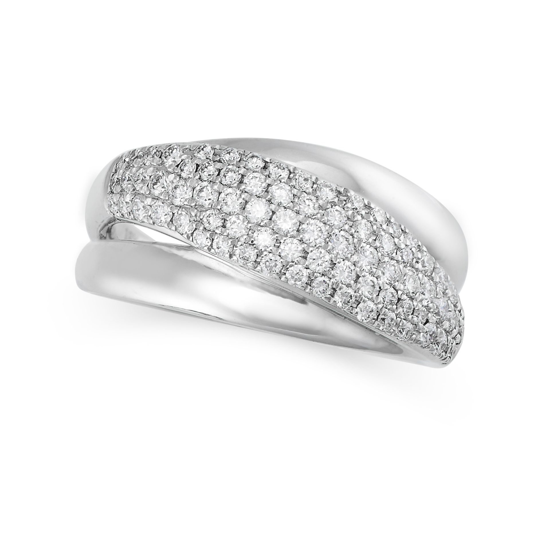 A DIAMOND SET DRESS RING in 18ct white gold, pave set with round brilliant cut diamonds, the diam...