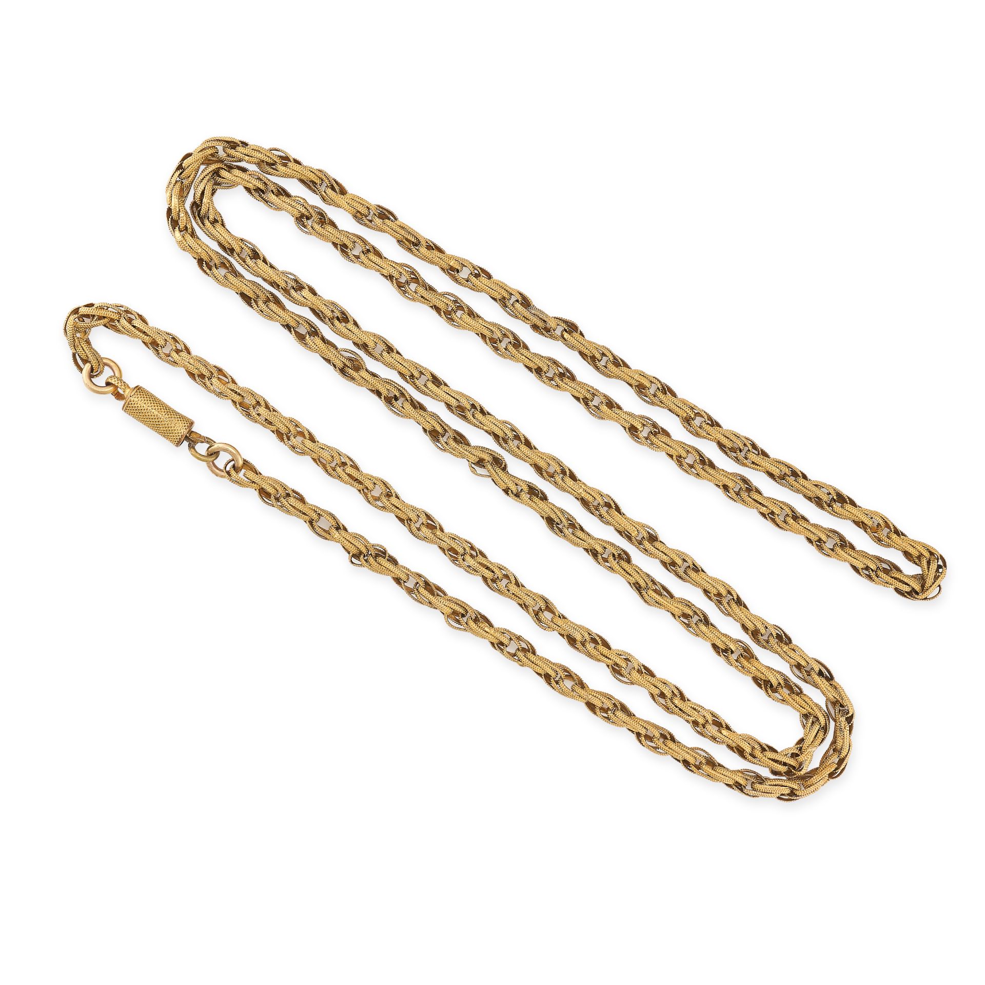 AN ANTIQUE PINCHBECK FANCY LINK CHAIN NECKLACE, 19TH CENTURY comprising a row of interlocking ova...