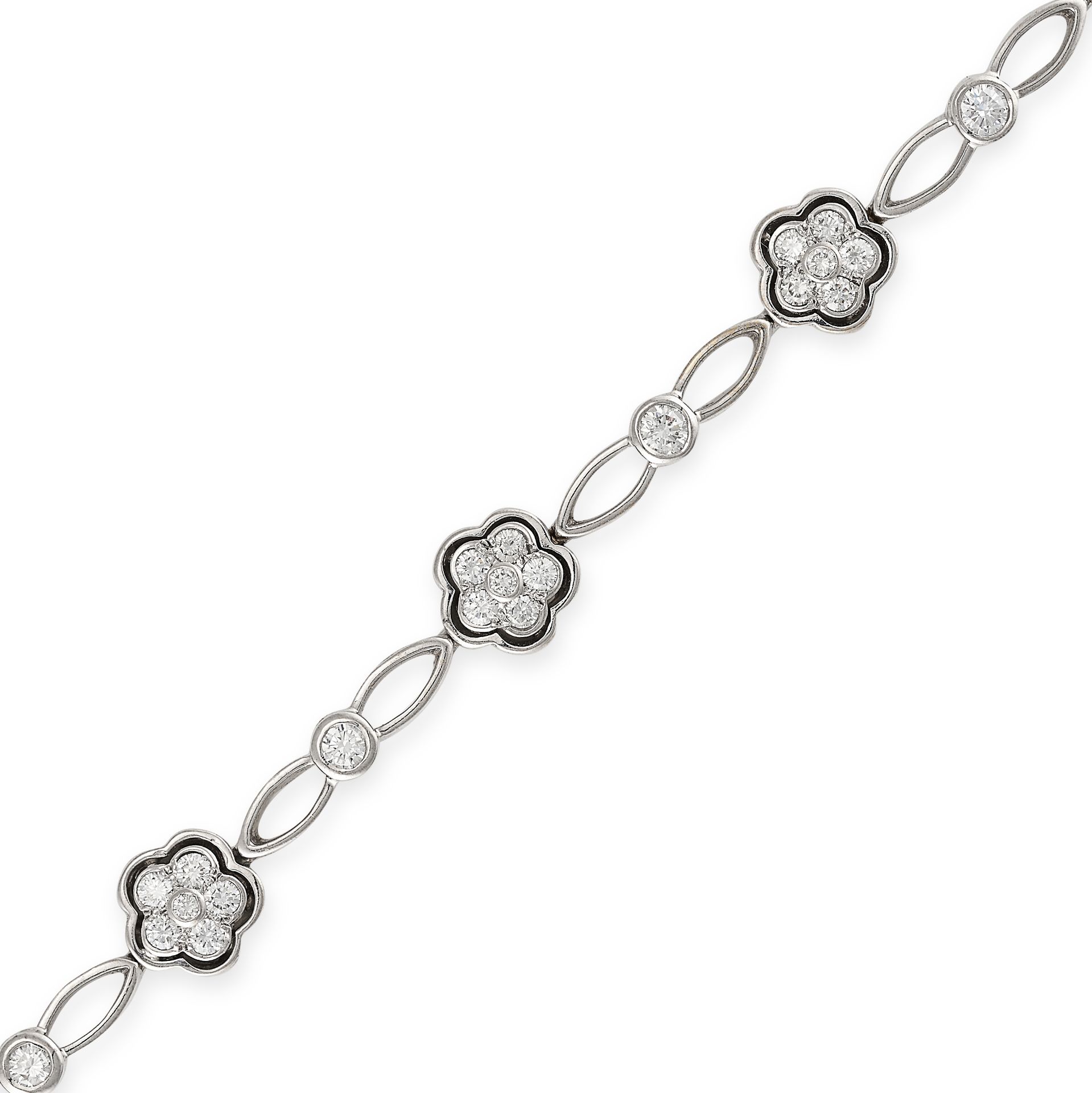 A VINTAGE DIAMOND BRACELET in 18ct white gold, set with seven round brilliant cut diamond cluster... - Image 3 of 3