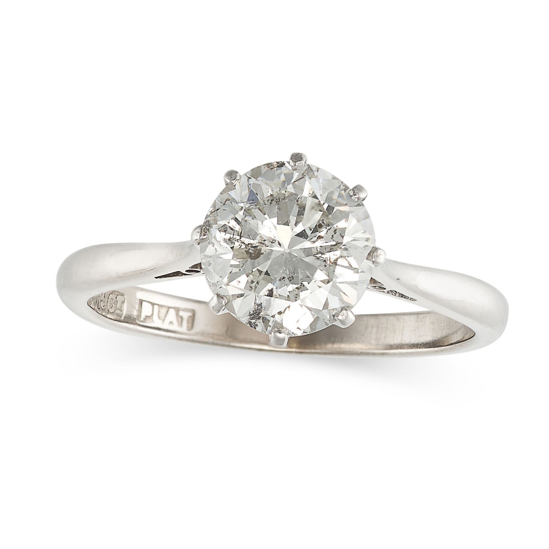 A SOLITAIRE DIAMOND ENGAGEMENT RING in 18ct white gold and platinum, set with a round brilliant c...