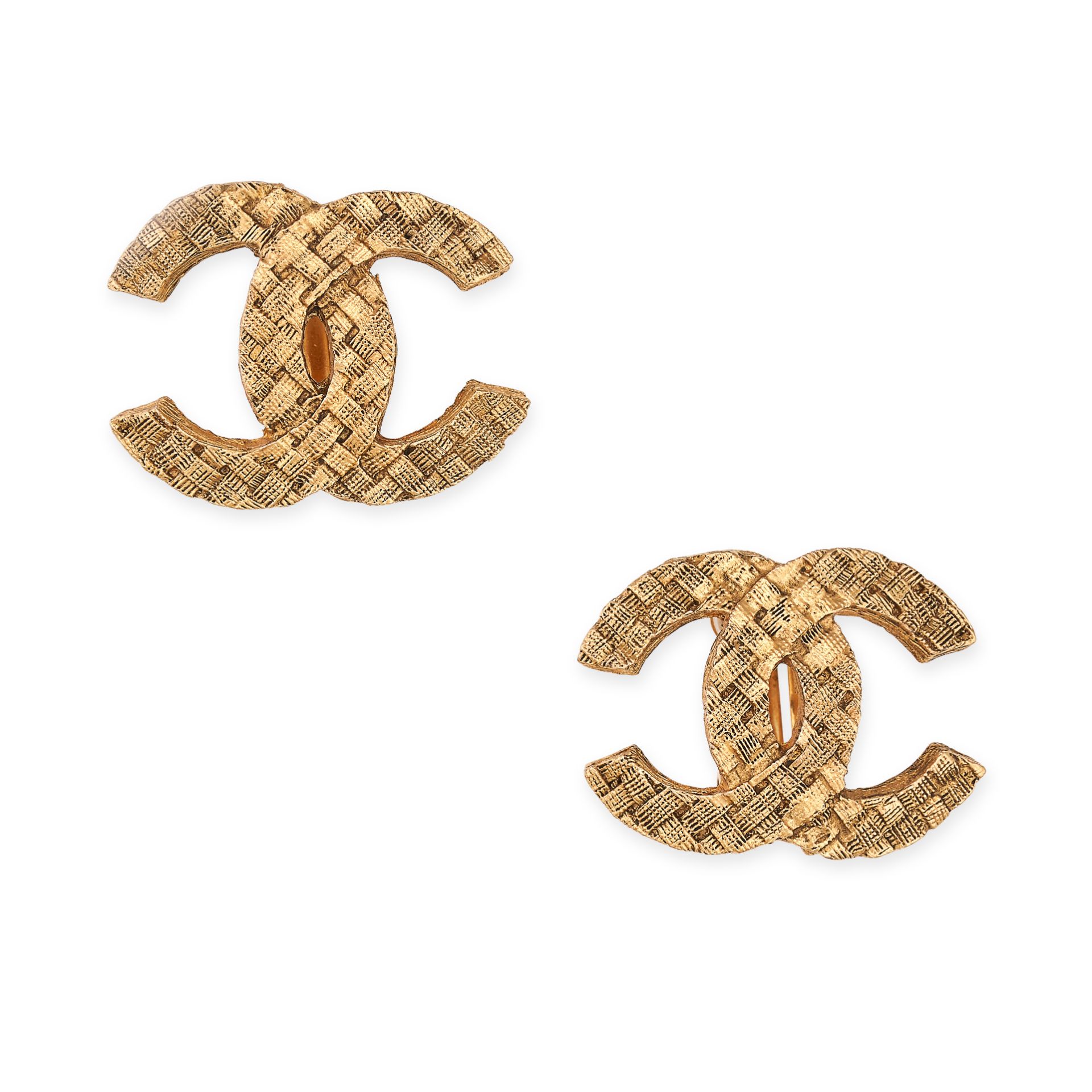 NO RESERVE - CHANEL, A PAIR OF VINTAGE CLIP EARRINGS each comprising two interlocking CC motifs w...