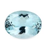 AN UNMOUNTED AQUAMARINE oval cut, approximately 29.00 carats.