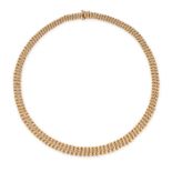 A VINTAGE GOLD CHAIN NECKLACE in 9ct yellow gold, comprising a graduated fancy link link chain, c...