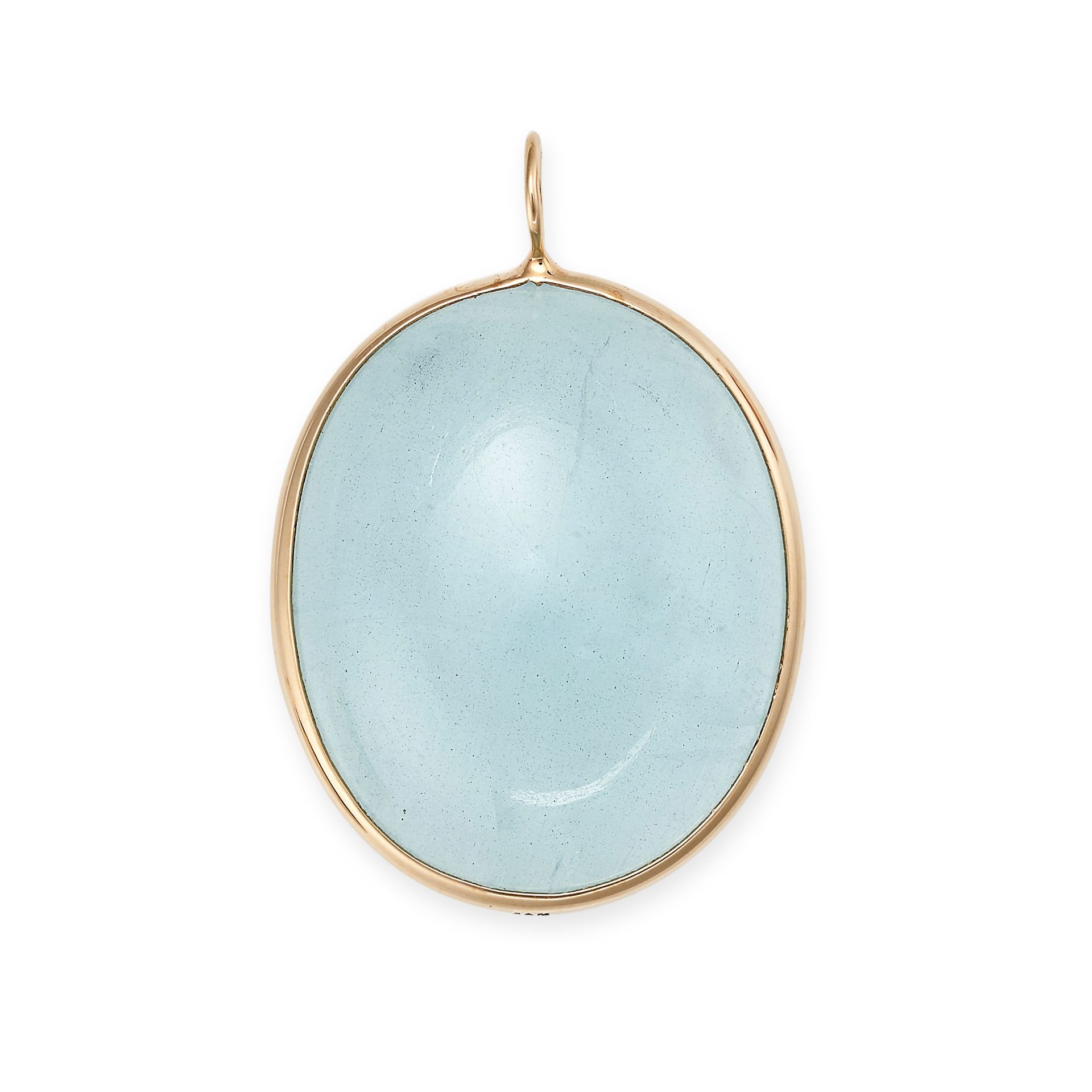 AN AQUAMARINE PENDANT in 14ct yellow gold, set with an oval cabochon aquamarine of 16.75 carats, ...