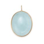 AN AQUAMARINE PENDANT in 14ct yellow gold, set with an oval cabochon aquamarine of 16.75 carats, ...