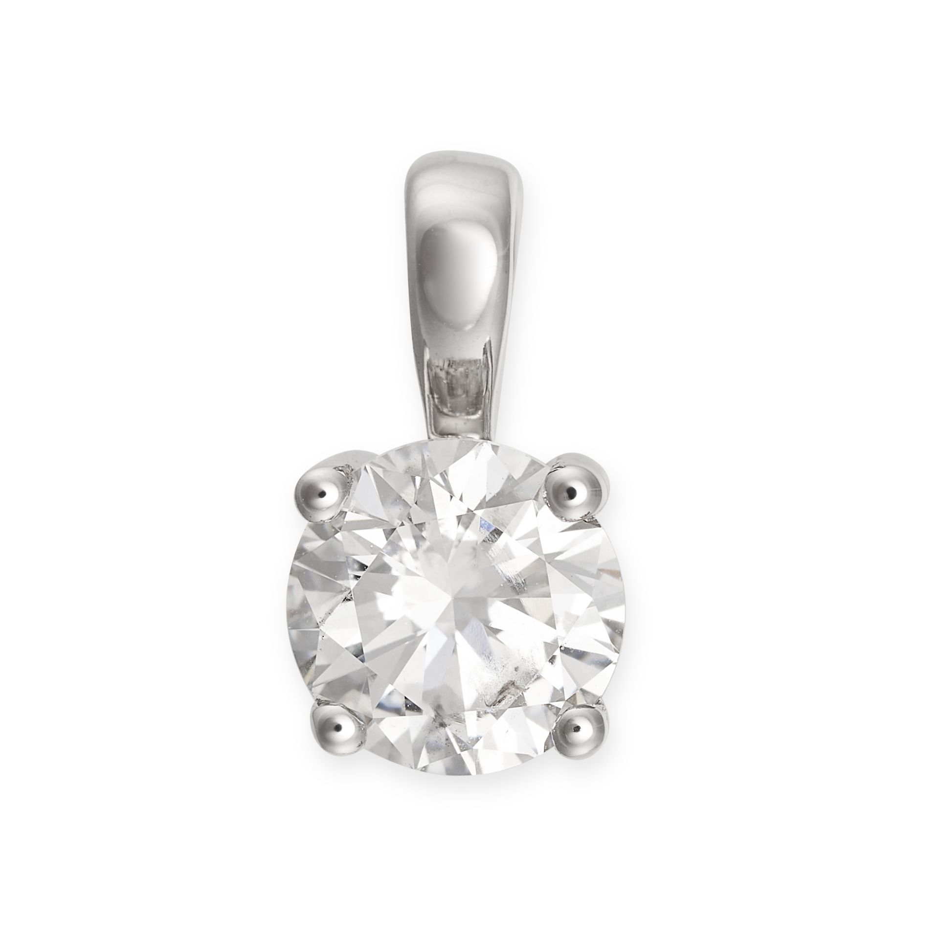 A SOLITAIRE DIAMOND PENDANT in 18ct white gold, set with a round brilliant cut diamond of approxi...