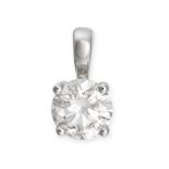 A SOLITAIRE DIAMOND PENDANT in 18ct white gold, set with a round brilliant cut diamond of approxi...