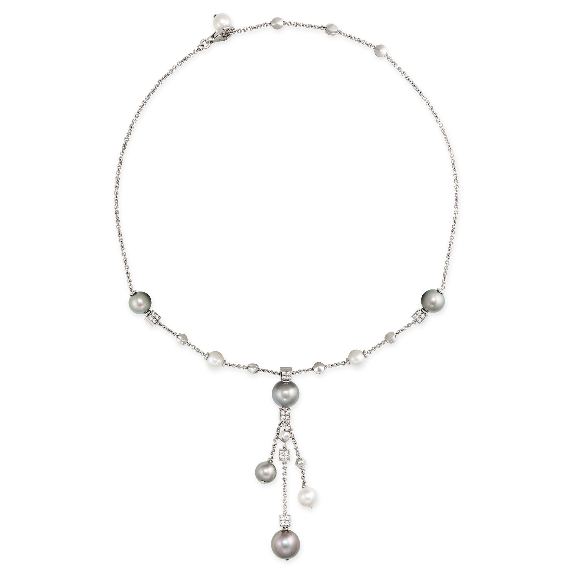 BULGARI, A BLACK AND WHITE PEARL AND DIAMOND LUCEA NECKLACE in 18ct white gold, comprising a trac... - Image 2 of 2