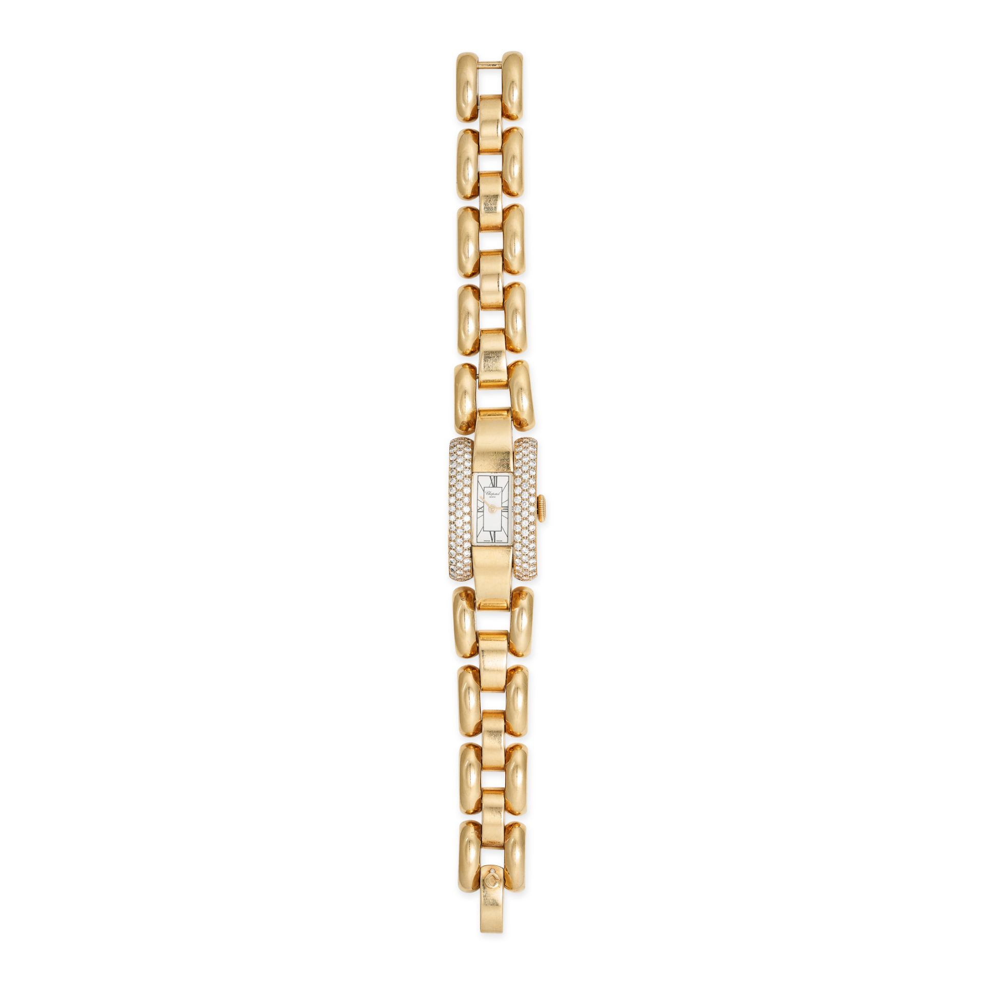 CHOPARD, A LADIES DIAMOND LA STRADA WRISTWATCH in 18ct yellow gold, white dial with painted Roman... - Image 2 of 3