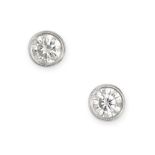 A PAIR OF DIAMOND STUD EARRINGS in 18ct white gold, each set with a round brilliant cut diamond, ...