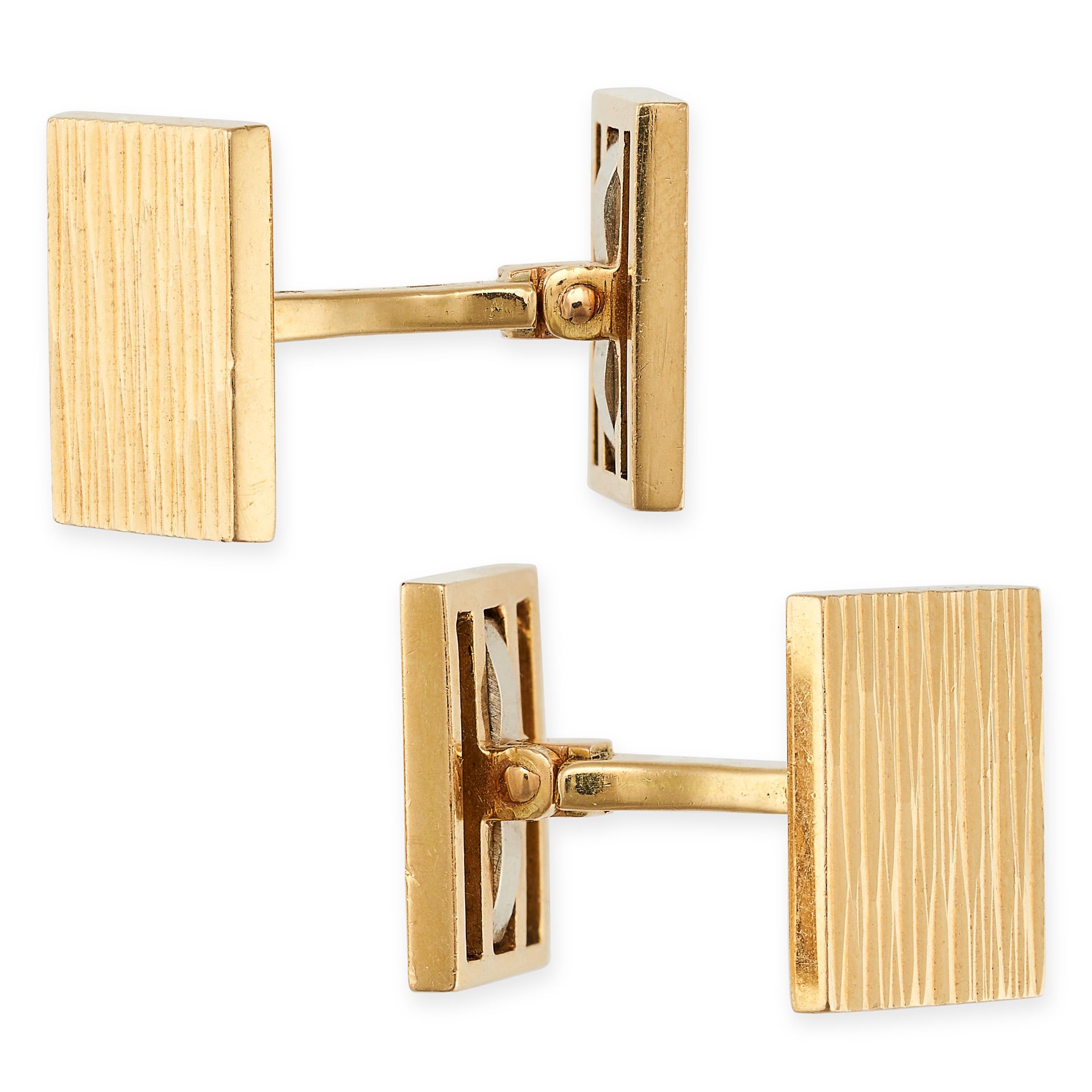 VAN CLEEF & ARPELS, A PAIR OF VINTAGE CUFFLINKS in 18ct yellow gold, each cufflink with two textu...
