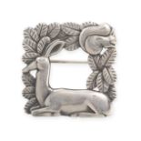 GEORG JENSEN, A SILVER BROOCH designed by Arno Malinowski, design number 318, the brooch with a d...