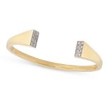 A VINTAGE DIAMOND OPEN CUFF BANGLE in 18ct yellow and white gold, each end pave set with round br...