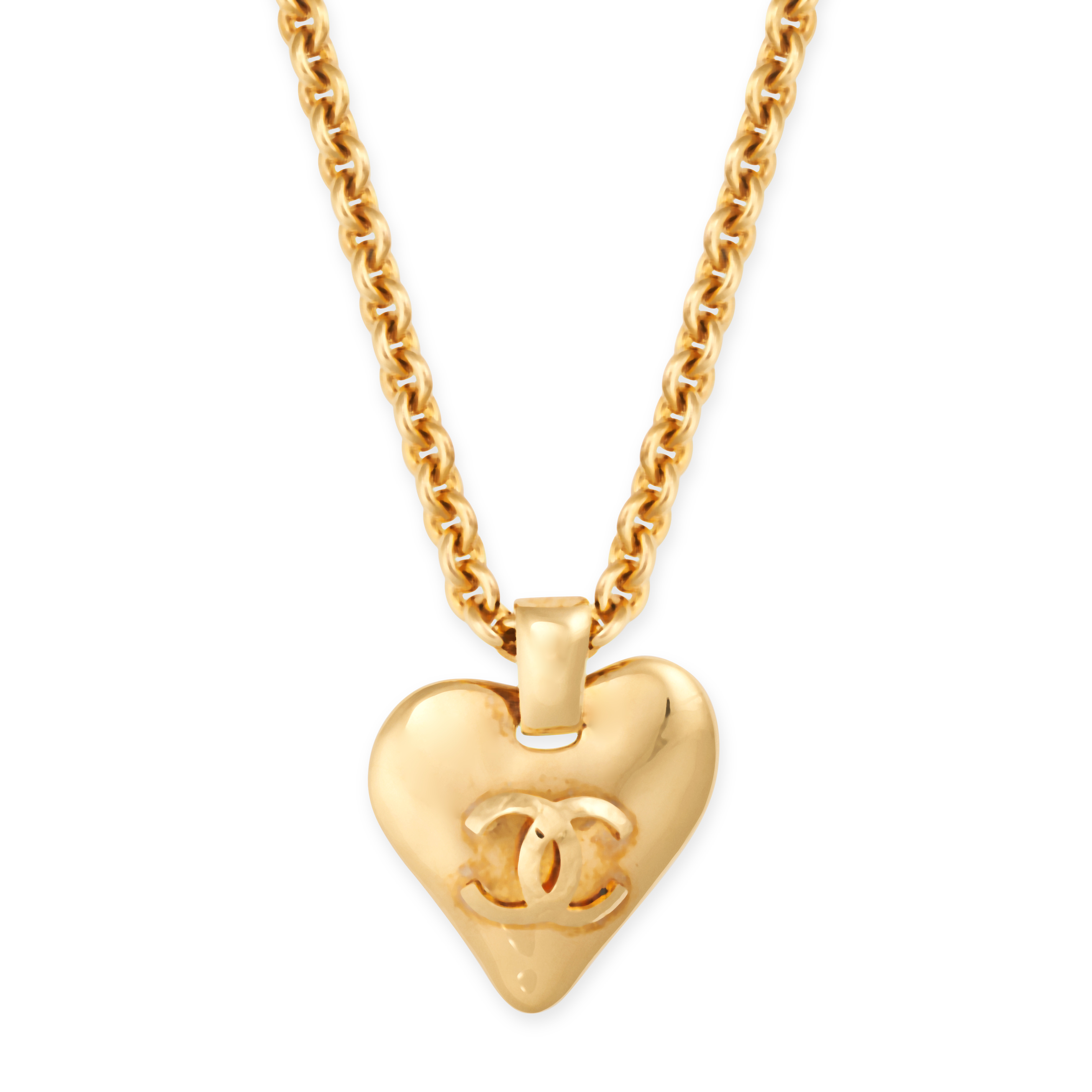 CHANEL, A VINTAGE HEART PENDANT NECKLACE the pendant designed as a stylised heart with an applied...