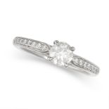 A SOLITAIRE DIAMOND ENGAGEMENT RING in platinum, set with a round brilliant cut diamond of 0.60 c...