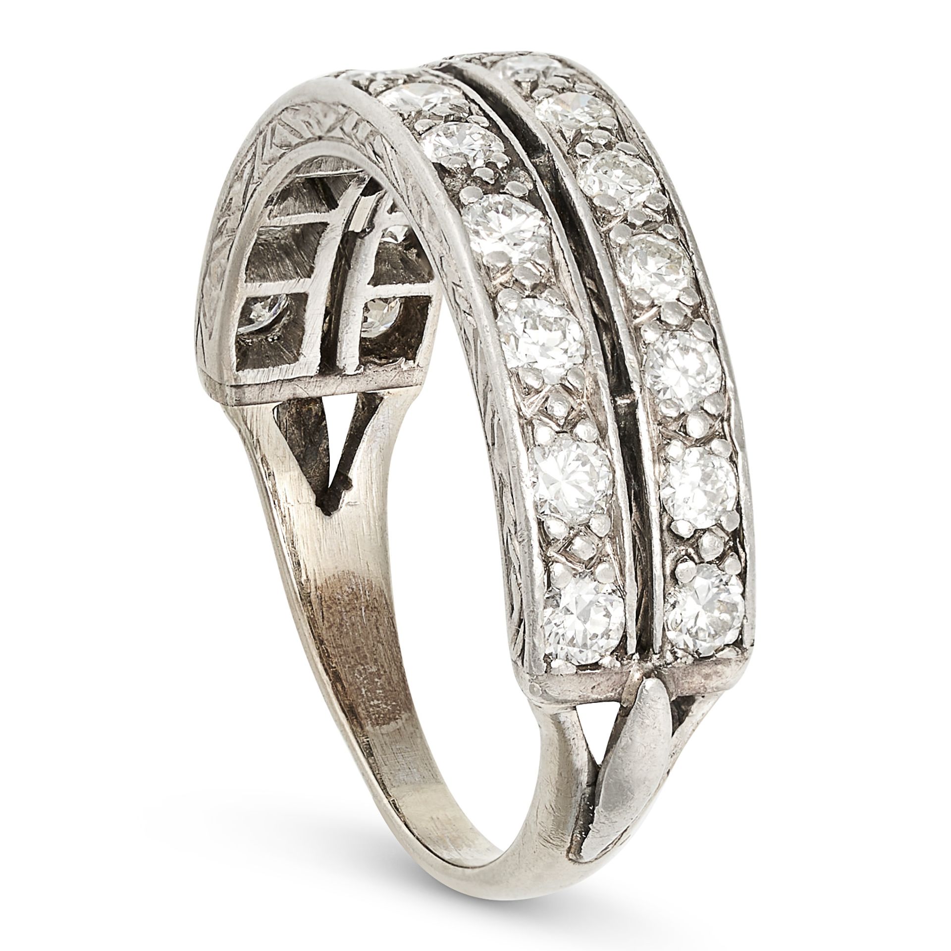 A DIAMOND HALF ETERNITY RING set with two rows of round brilliant cut diamonds, no assay marks, s... - Image 2 of 2