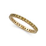 A YELLOW DIAMOND FULL ETERNITY RING in 18ct yellow gold, set with a row of round brilliant cut ye...
