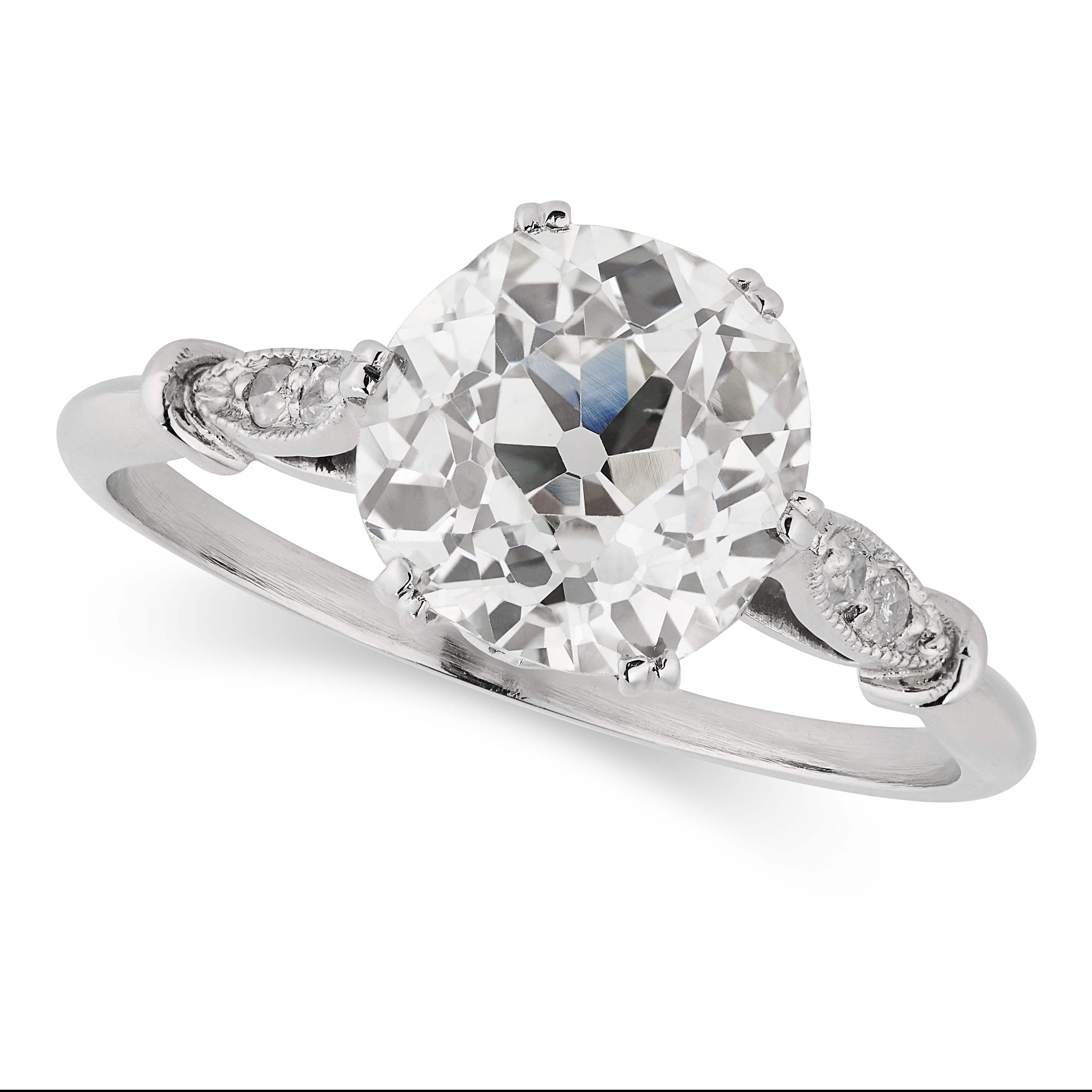 A 2.56 CARAT SOLITAIRE DIAMOND RING set with an old cut diamond of approximately 2.56 carats, the... - Image 2 of 2