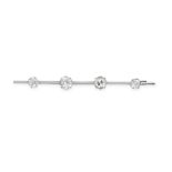 A VINTAGE DIAMOND BAR BROOCH in 18ct white gold and platinum, set with four graduating old mine c...