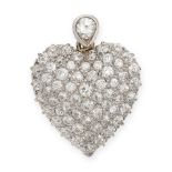 AN ANTIQUE DIAMOND HEART PENDANT in yellow gold, the pendant designed as a heart pave set with ol...