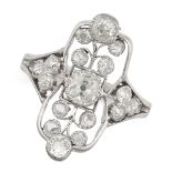 A FINE DIAMOND DRESS RING the openwork face set throughout with old cut diamonds, no assay marks,...