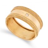 AN ANTIQUE DIAMOND BANGLE, 19TH CENTURY in 15ct yellow gold, in the Etruscan revival manner, the ...