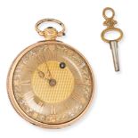 AN ANTIQUE POCKET WATCH in 18ct yellow and rose gold, engine turned dial with textured and floral...