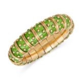 JEAN SCHLUMBERGER FOR TIFFANY & CO, A GREEN ENAMEL BRACELET in 18ct yellow gold, the flexible lin...