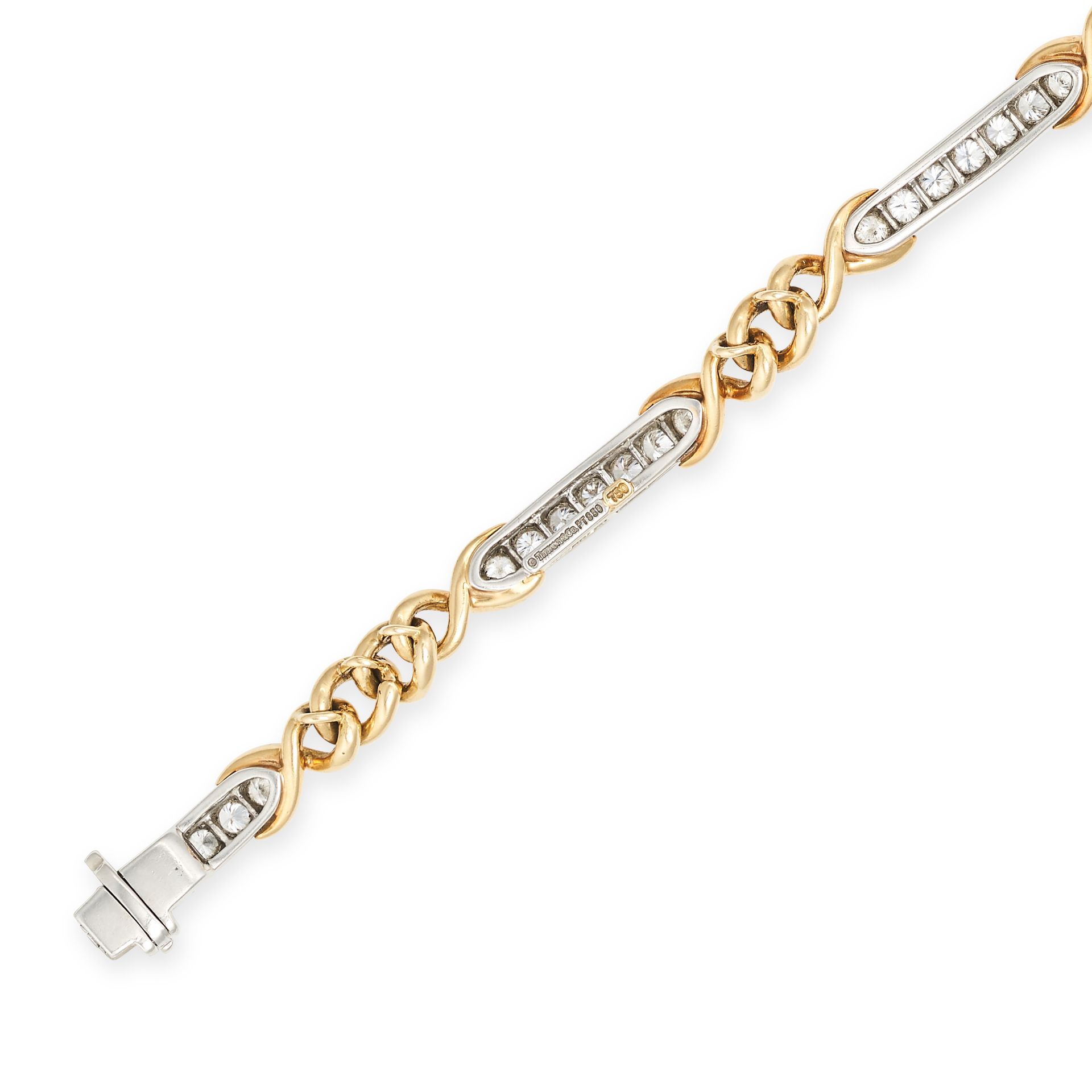 TIFFANY & CO., A DIAMOND BRACELET in platinum and 18ct yellow gold, comprising six rows of round ... - Bild 2 aus 2