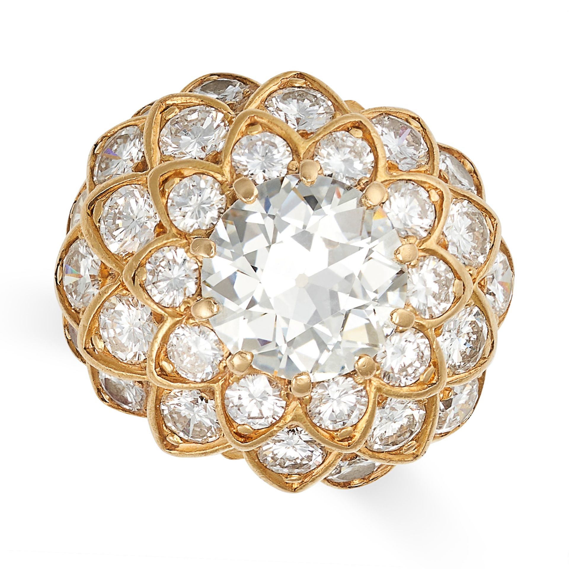 RENE BOIVIN, A DIAMOND BOMBE RING in 18ct yellow gold, set to the centre with an old European cut...