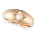 A DIAMOND GYPSY RING in 18ct yellow gold, set with a rose cut diamond in a star motif, stamped 18...
