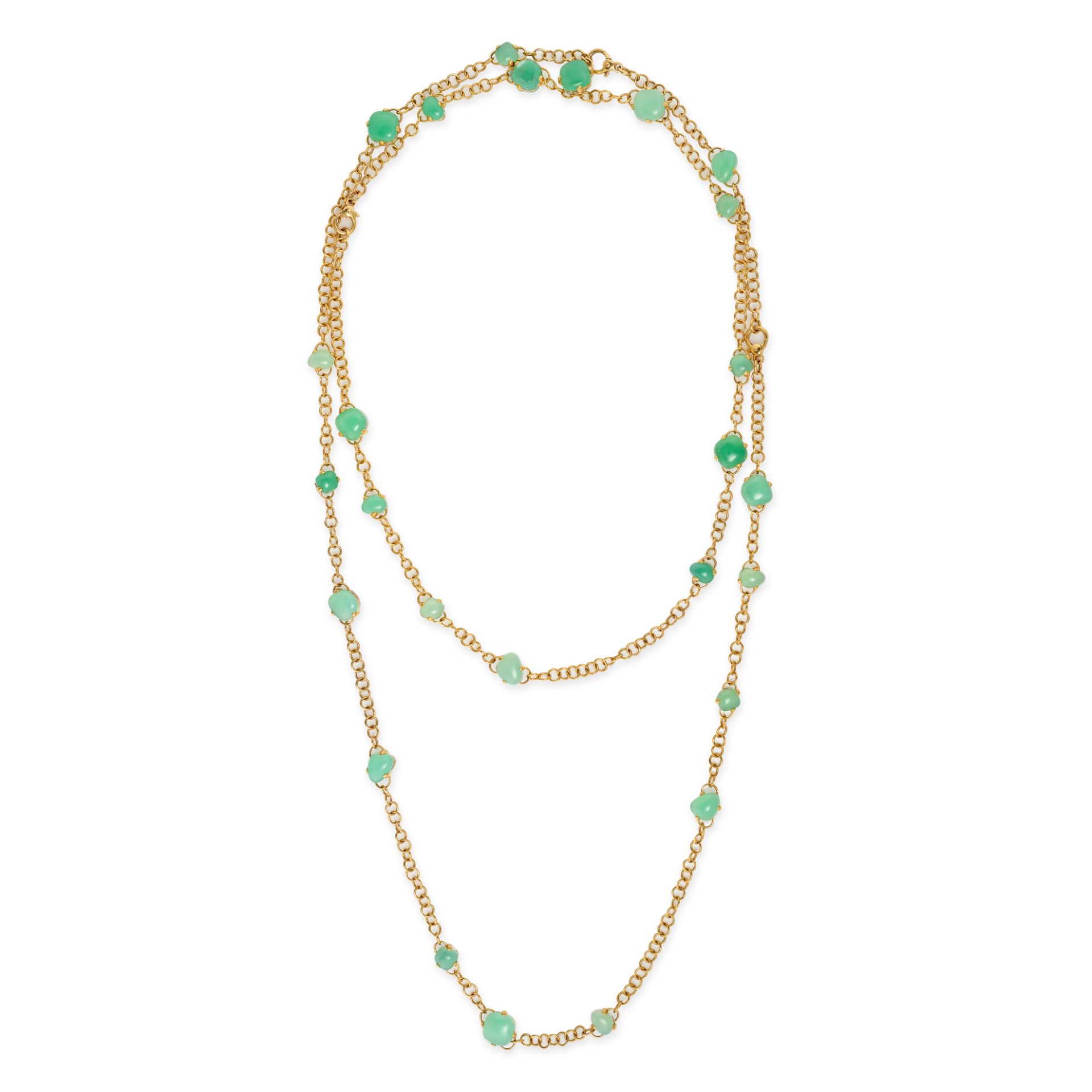 POMELLATO, A CHRYSOPRASE AND ROCK CRYSTAL CAPRI SUITE in 18ct yellow gold, comprising a long fanc...