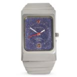 OMEGA, A VINTAGE CONSTELLATION MEGAQUARTZ WRISTWATCH in brushed stainless steel, purple NOS stard...