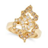 ANDREW GRIMA, A VINTAGE DIAMOND DRESS RING, 1970 in 18ct yellow gold, designed as a stylised flow...