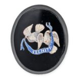 AN ANTIQUE UNMOUNTED MICROMOSAIC PLAQUE the oval face inlaid with varicoloured polished hardstone...