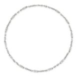 A DIAMOND CHAIN NECKLACE in 18ct white gold, comprising a series of trace and geometric links set...