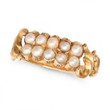 AN ANTIQUE PEARL RING, 19TH CENTURY in yellow gold, set with two rows of pearls, no assay marks, ...
