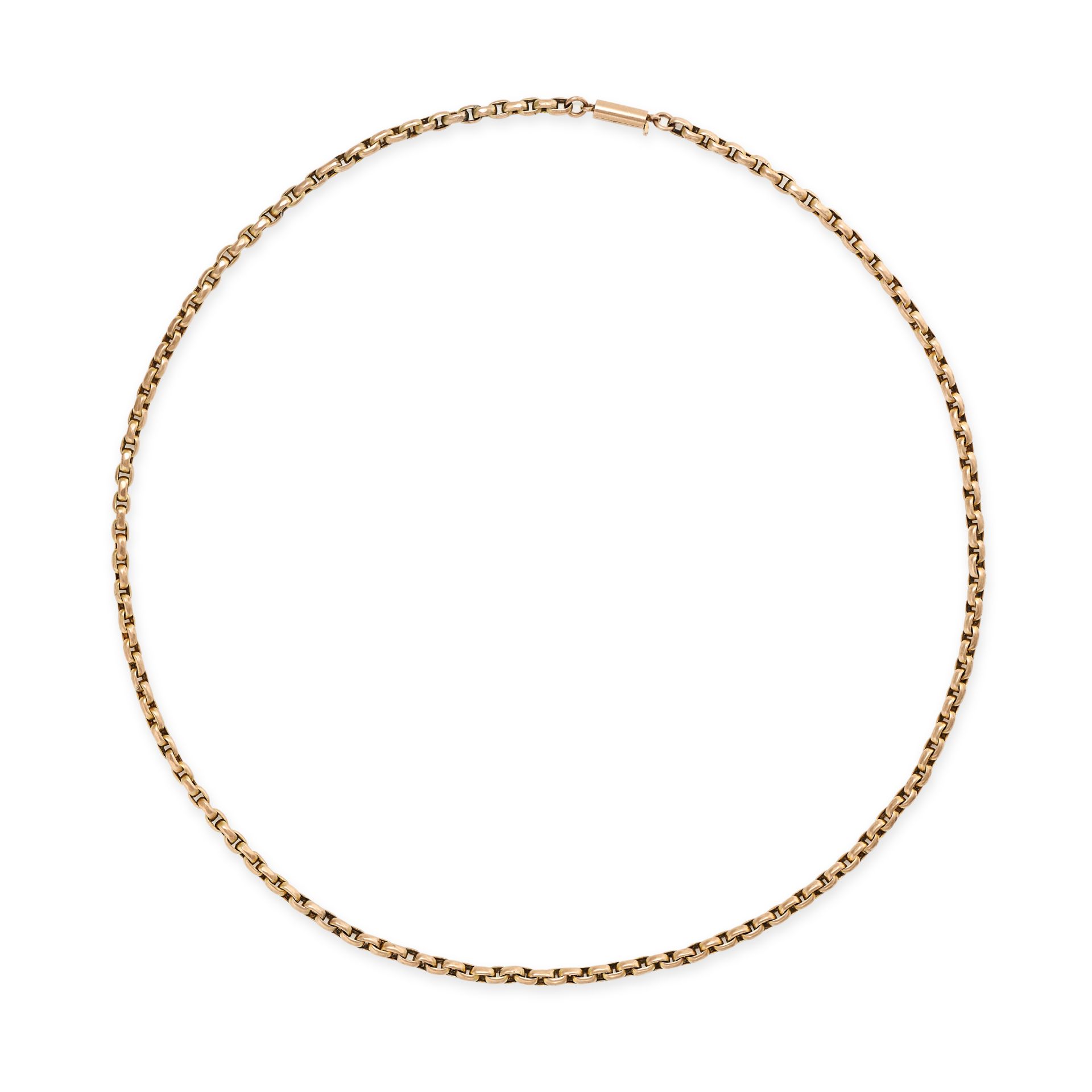 AN ANTIQUE GOLD CHAIN NECKLACE in yellow gold, comprising a row of fancy links, 46.0cm, 11.2g.